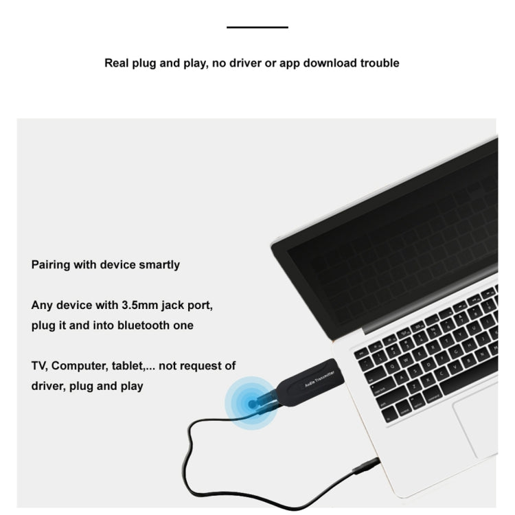 B5 Bluetooth Audio Transmitter with Antenna, Bluetooth Distance: 10m above, For Bluetooth Headset, TV, Computer, DVD, Notebook
