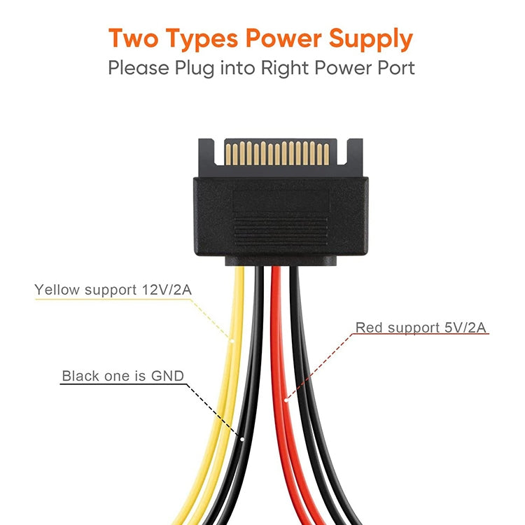 20cm 15 Pin Male to 2 x 15 Pin Female SATA  Power Supply Extension Cable