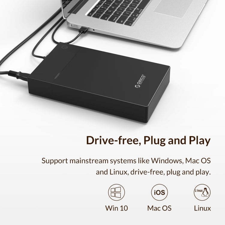 ORICO 3599U3 2.5 / 3.5 inch Portable USB3.0 Hard-Drive Enclosure, US Plug  - Black