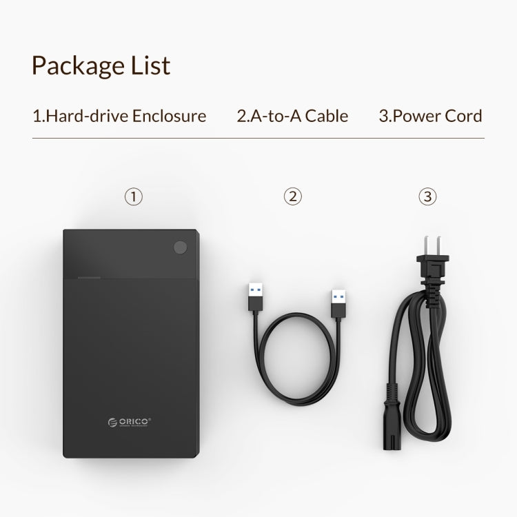 ORICO 3599U3 2.5 / 3.5 inch Portable USB3.0 Hard-Drive Enclosure, US Plug  - Black