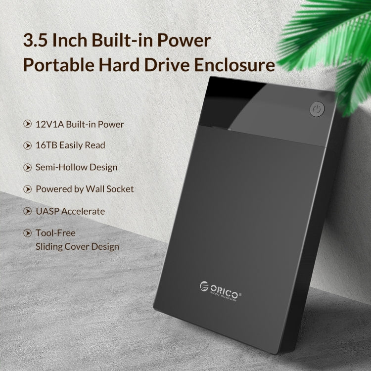 ORICO 3599U3 2.5 / 3.5 inch Portable USB3.0 Hard-Drive Enclosure, US Plug  - Black