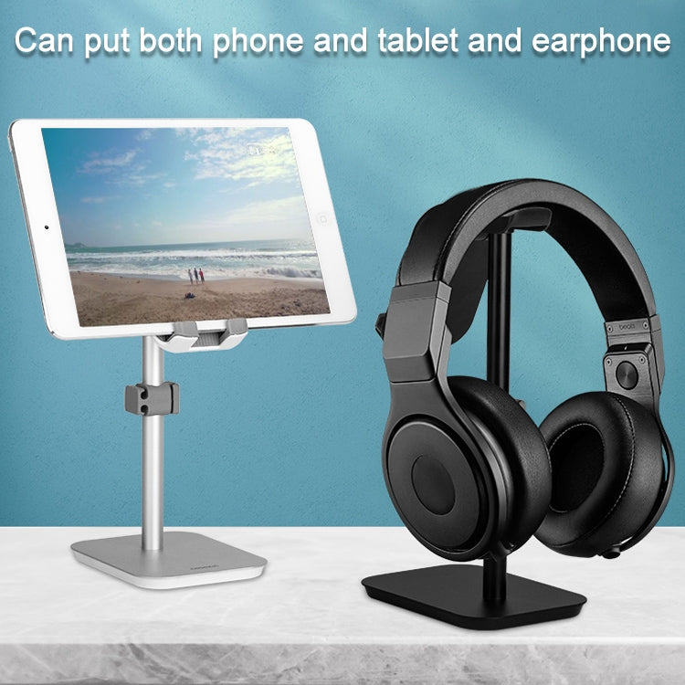 YZ-103 Upgraded Version Height Adjustable Phones / Tablet PCs Universal Aluminum Alloy Desktop Stand Headphone Stand Display Hanger with Cable Clip