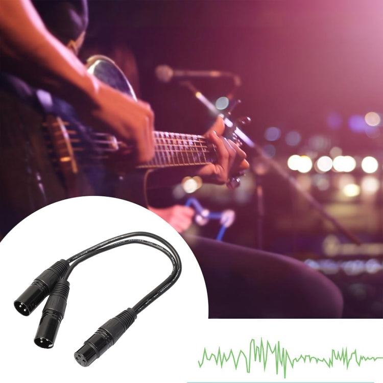 30cm 3 Pin XLR CANNON 1 Female to 2 Male Audio Connector Adapter Cable for Microphone / Audio Equipment(Black)
