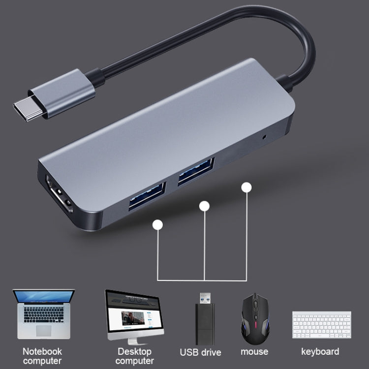2008N 3 In 1 USB 3.0 x2 + HDMI Multi-function Intelligent Type-C / USB-C HUB Docking Station