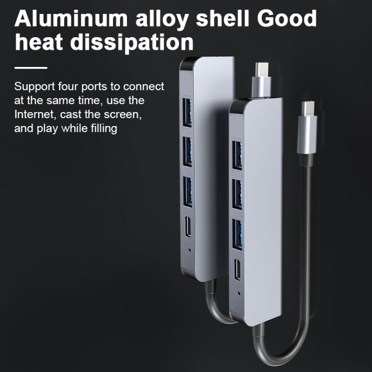 2008N 5 In 1 USB 3.0 x3 + HDMI + PD Multi-function Intelligent Type-C / USB-C HUB Docking Station