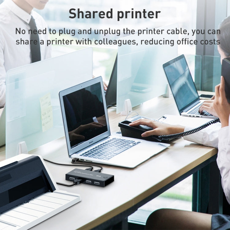 HW-1509 2 in 4 Out USB 2.0 Printer Sharing Switch(Black)