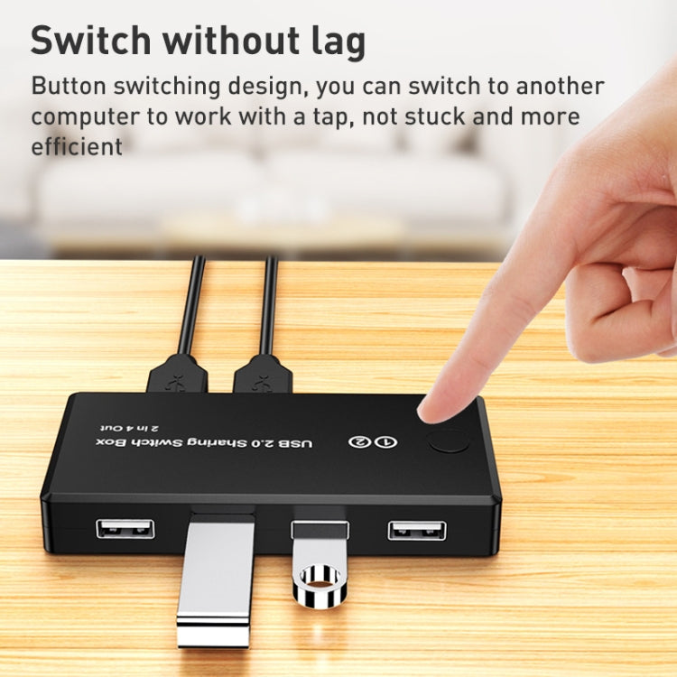HW-1509 2 in 4 Out USB 2.0 Printer Sharing Switch(Black)
