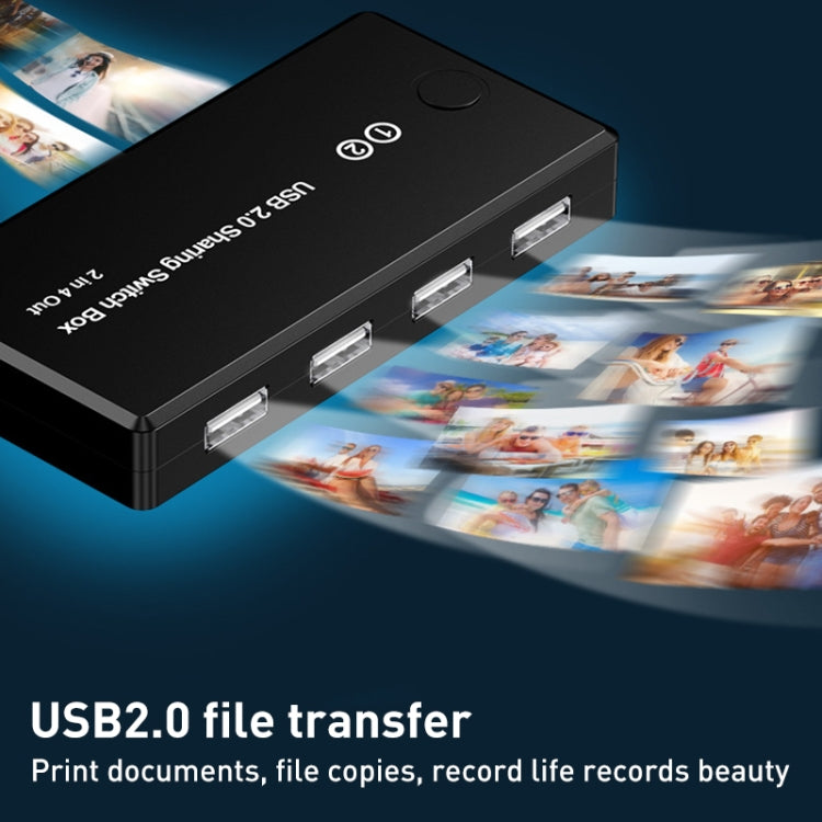 HW-1509 2 in 4 Out USB 2.0 Printer Sharing Switch(Black)