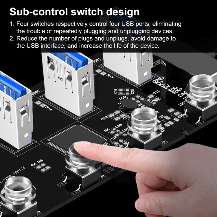1719C 3 x USB 3.0 + 2.1A Fast Charge Port + RJ45 Full Perspective HUB