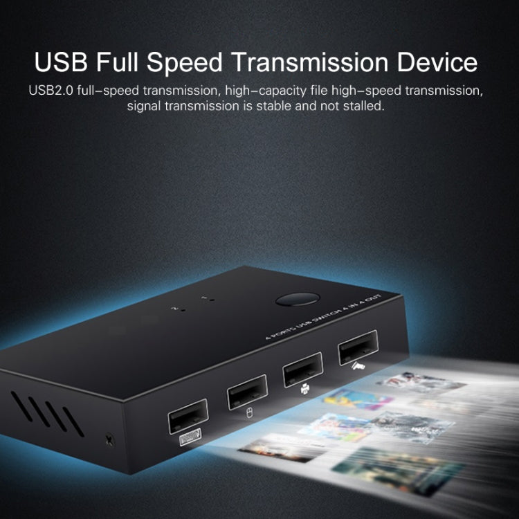 AM-UK204 USB2.0 2 In 4 Out Print Sharer Switch