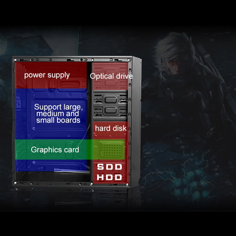 T5 USB 2.0 Main Chassis 400x190x410mm Micro-ATX / ATX PC PC Desktop Computer Case