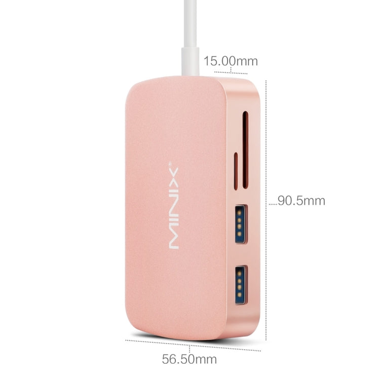 MINIX NEO C-X 7 in 1 USB-C / Type-C to 2 x USB 3.0 + HDMI + Gigabit Ethernet Port + SD(HC) + Micro SD Card Reader Adapter with USB Type-C Power Charging, Support 100MB