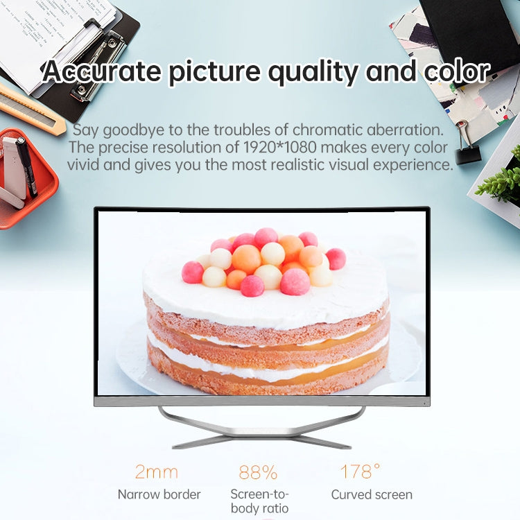 22 inch Straight Screen Office Home All-in-one PC Computer, Quad-core 7410, 8GB+128GB