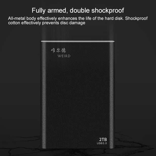 WEIRD 2TB 2.5 inch USB 3.0 High-speed Transmission Metal Shell Ultra-thin Light Mobile Hard Disk Drive(Black)