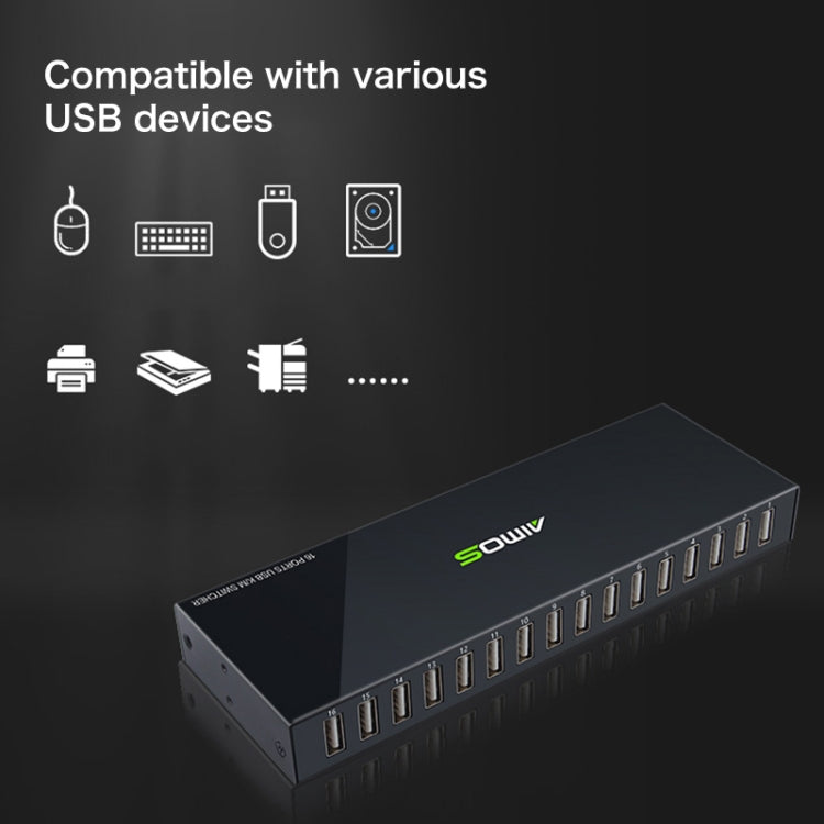 AIMOS AM-UK1604 16 USB Input Interfaces + 4 USB Output Interfaces USB Devices Shared Switcher, Support Key / Shortcut Key Switch