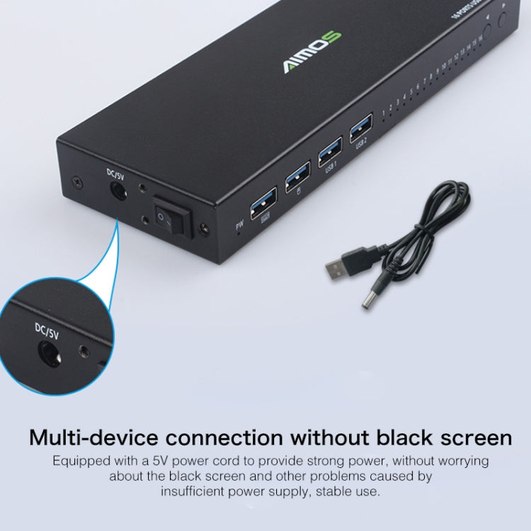 AIMOS AM-UK1604 16 USB Input Interfaces + 4 USB Output Interfaces USB Devices Shared Switcher, Support Key / Shortcut Key Switch