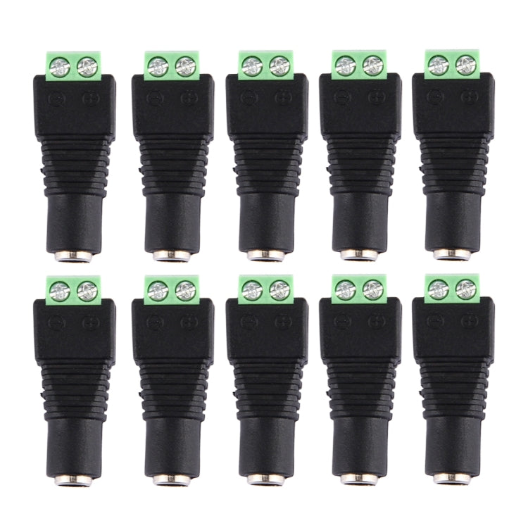 10 PCS Female 2.1x5.5mm DC Power Plug Jack Adapter Connector Plug for LED Strip Light(Green + Black)