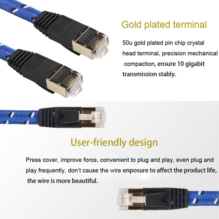 20m Gold Plated CAT-7 10 Gigabit Ethernet Ultra Flat Patch Cable for Modem Router LAN Network, Built with Shielded RJ45 Connector