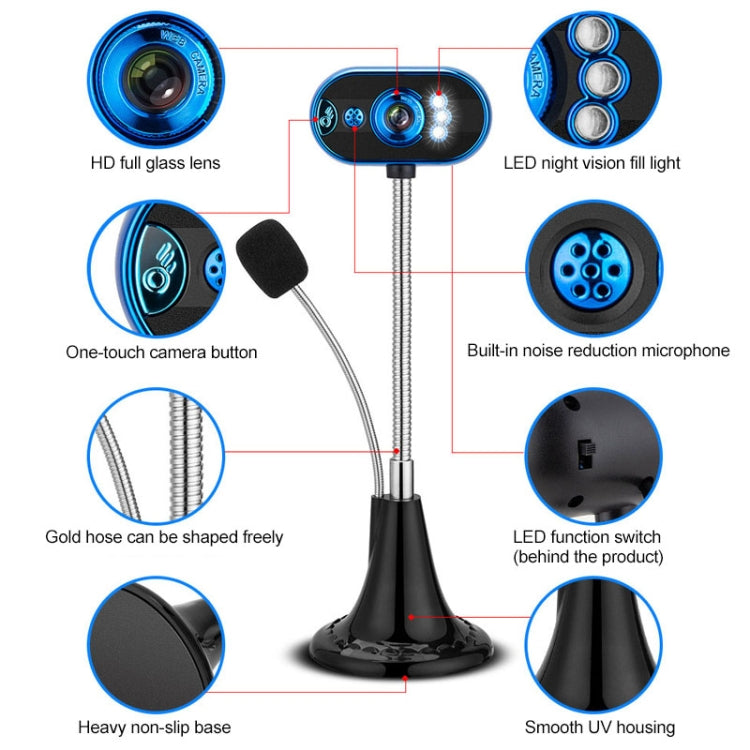 8.0 Mega Pixels USB Home Computer Camera with Mic & Night Vision Function