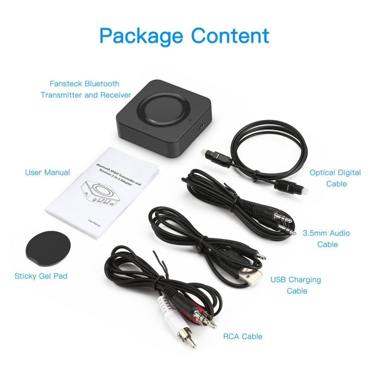 BT4842B Bluetooth V5.0+EDR  Wireless Bluetooth Transmitter Receiver Adapter Stereo Audio Music Adapter with 3.5mm Audio Cable(Black)