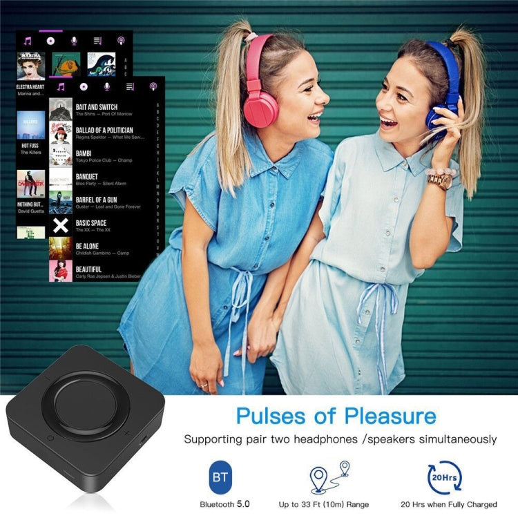 BT4842B Bluetooth V5.0+EDR  Wireless Bluetooth Transmitter Receiver Adapter Stereo Audio Music Adapter with 3.5mm Audio Cable(Black)