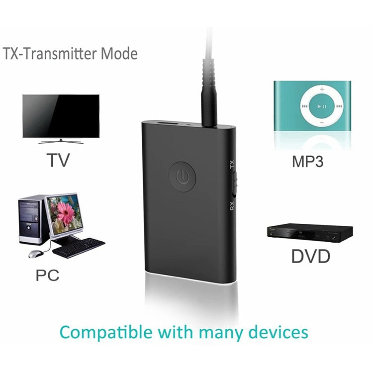 BT4810C Bluetooth V3.0+EDR  Wireless Bluetooth Transmitter Receiver Adapter Stereo Audio Music Adapter with 3.5mm Audio Cable(Black)