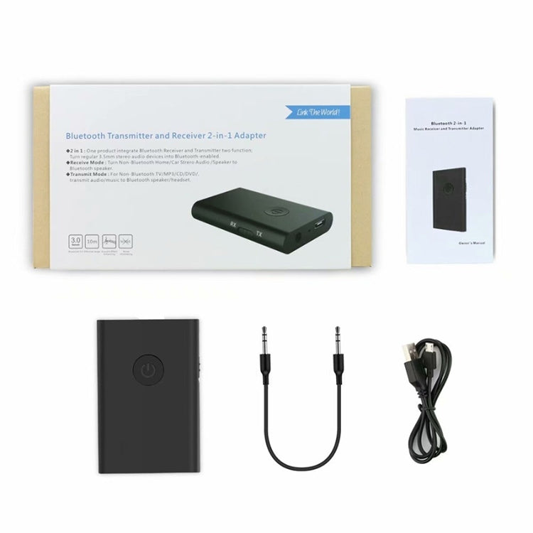 BT4810C Bluetooth V3.0+EDR  Wireless Bluetooth Transmitter Receiver Adapter Stereo Audio Music Adapter with 3.5mm Audio Cable(Black)