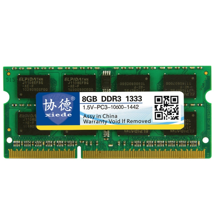 XIEDE X044 DDR3 1333MHz 8GB 1.5V General Full Compatibility Memory RAM Module for Laptop