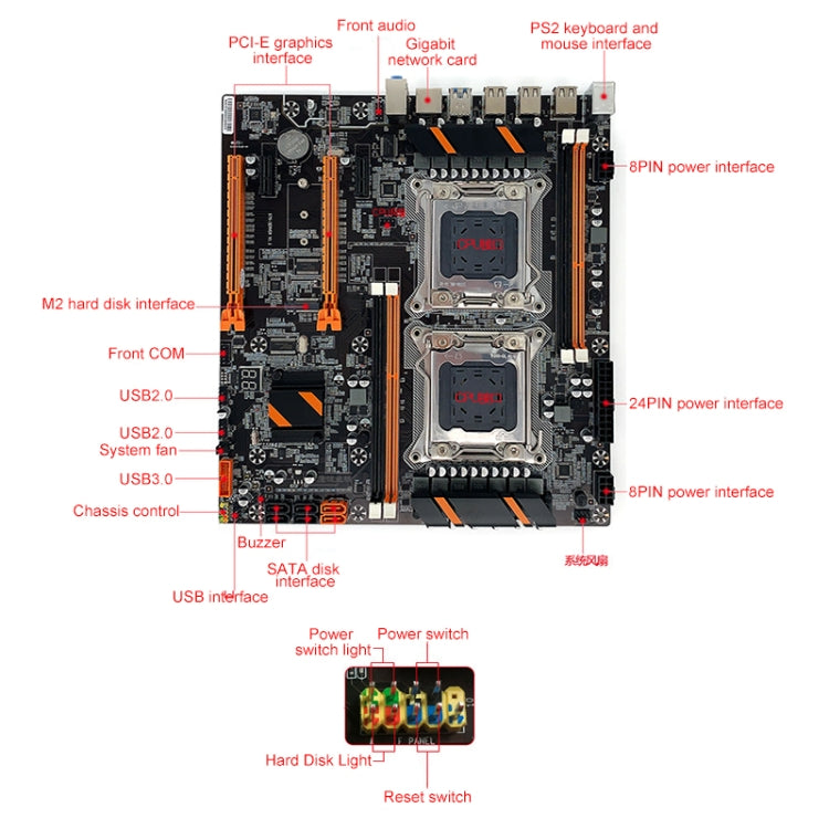 X79 Sever 2011 DDR3 Desktop Computer Dual-way Mainboard, Support E5-2660 2680V2