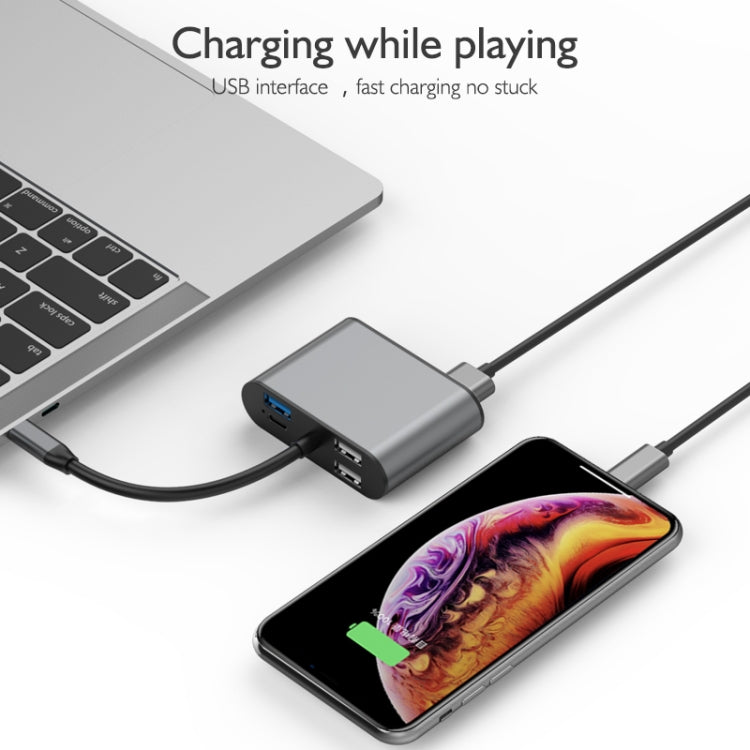 basix TW8R 8 in 1 USB-C / Type-C to 3 USB 3.0 + USB-C / Type-C + HDMI + VGA Interfaces HUB Adapter with Micro SD Card Slot & 3.5mm AUX (Grey)