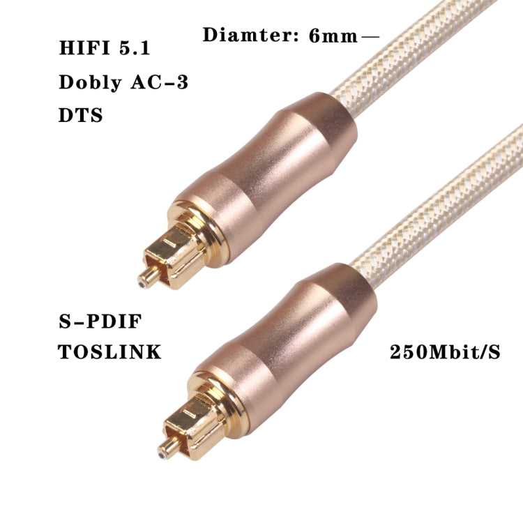 QHG02 SPDIF Toslink Gold-plated Fiber Braided Optic Audio Cable, Length: 2m