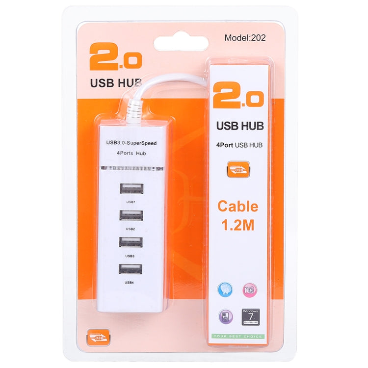Portable Super Speed 4 Ports USB 2.0 HUB Cable Adapter, Cable Length: 1.2m