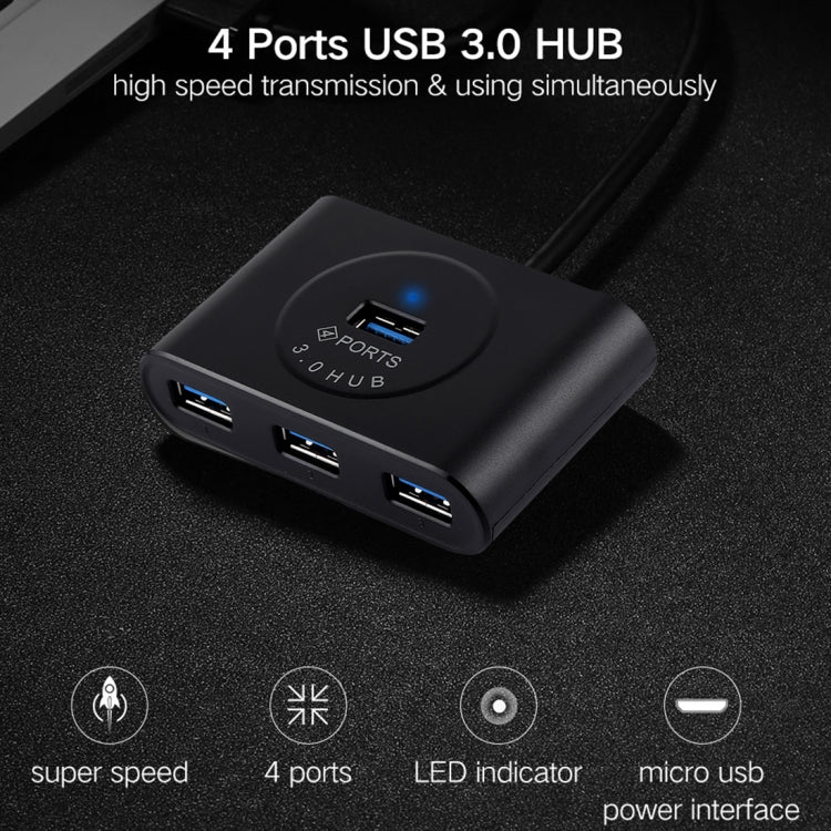 Portable 5Gbps Super Speed 4 Ports USB 3.0 HUB Cable Adapter, Cable Length: 50cm