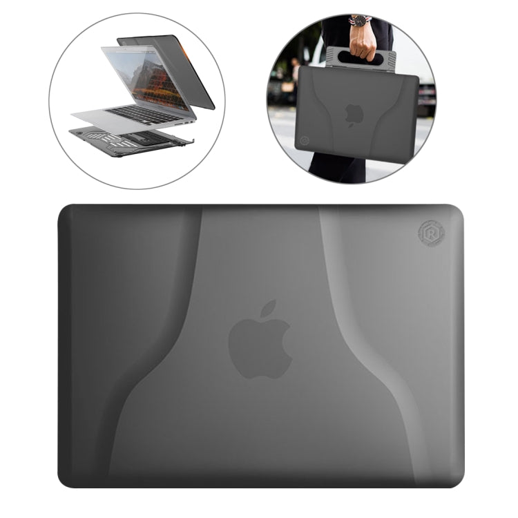 Multi-function Ultra-thin Translucent Heat Dissipation Laptop PC Protective Case for MacBook Air 13.3 inch, with Holder & Handle & Slip-resistant Feet