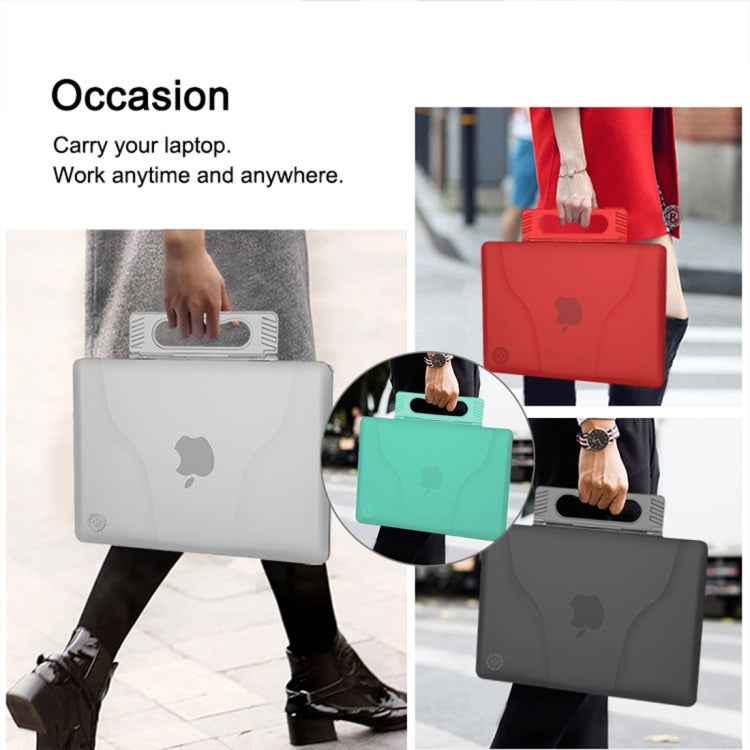 Multi-function Ultra-thin Translucent Heat Dissipation Laptop PC Protective Case for MacBook Air 13.3 inch, with Holder & Handle & Slip-resistant Feet