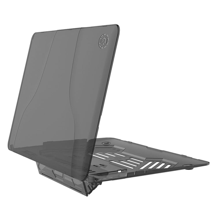 Multi-function Ultra-thin Translucent Heat Dissipation Laptop PC Protective Case for MacBook Air 13.3 inch, with Holder & Handle & Slip-resistant Feet