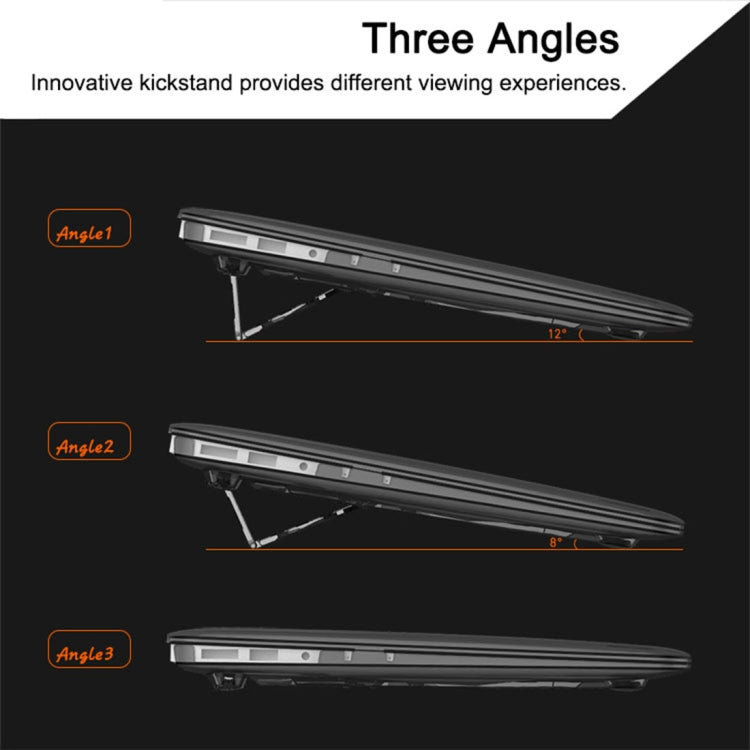 Multi-function Ultra-thin Translucent Heat Dissipation Laptop PC Protective Case for MacBook Air 13.3 inch, with Holder & Handle & Slip-resistant Feet