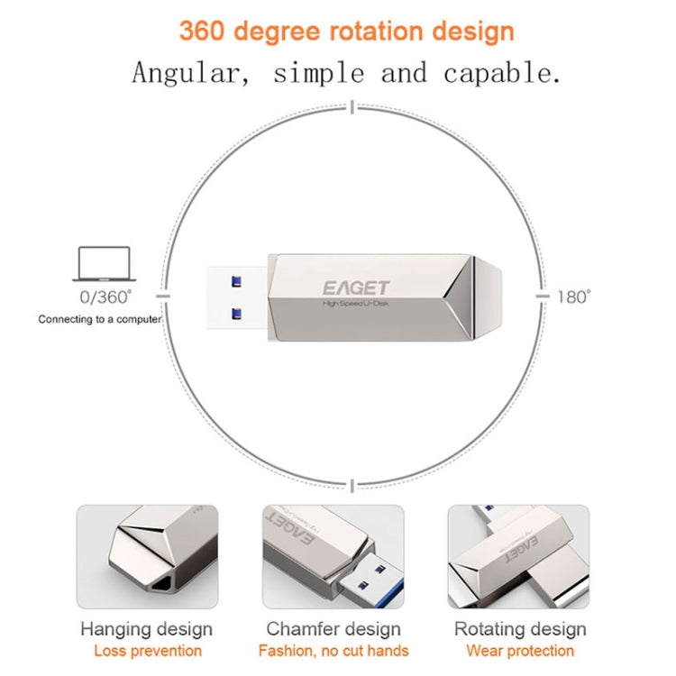 EAGET F70 64GB High-speed USB 3.0 360 Degree Rotating Zinc Alloy U Disk
