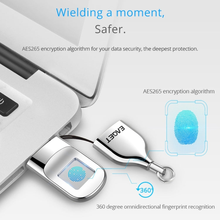 EAGET FU5 32GB USB 2.0 Fingerprint Encryption Password U Disk (Silver)