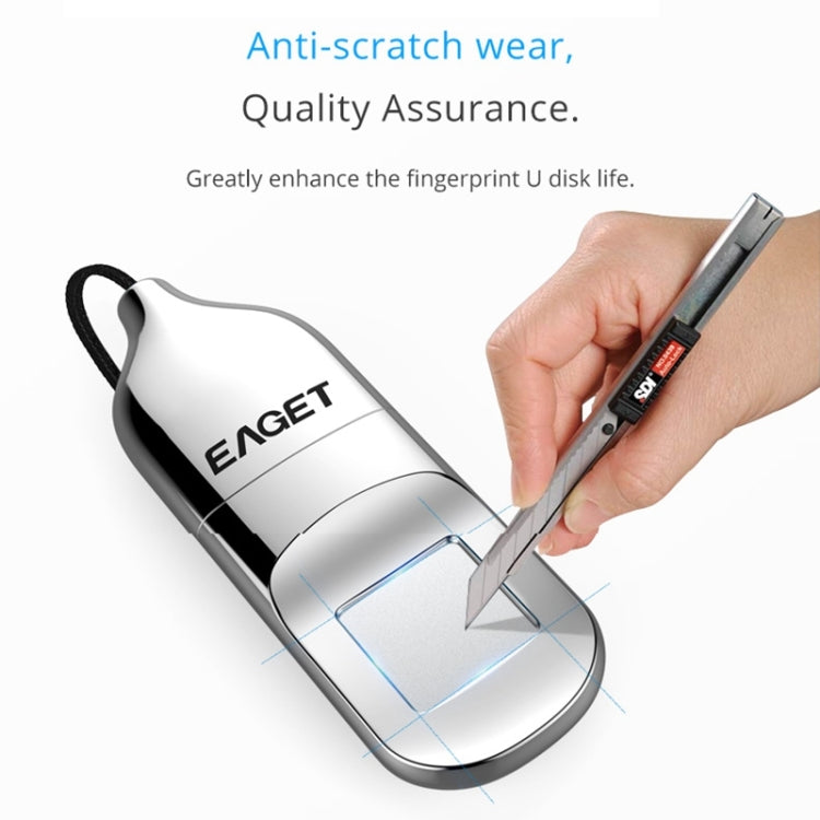 EAGET FU5 64GB USB 2.0 Fingerprint Encryption Password U Disk (Silver)