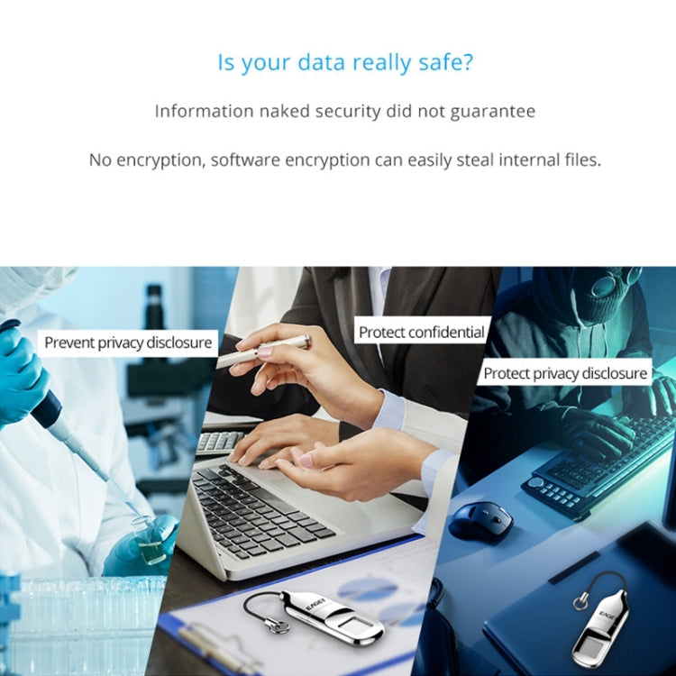 EAGET FU5 64GB USB 2.0 Fingerprint Encryption Password U Disk (Silver)