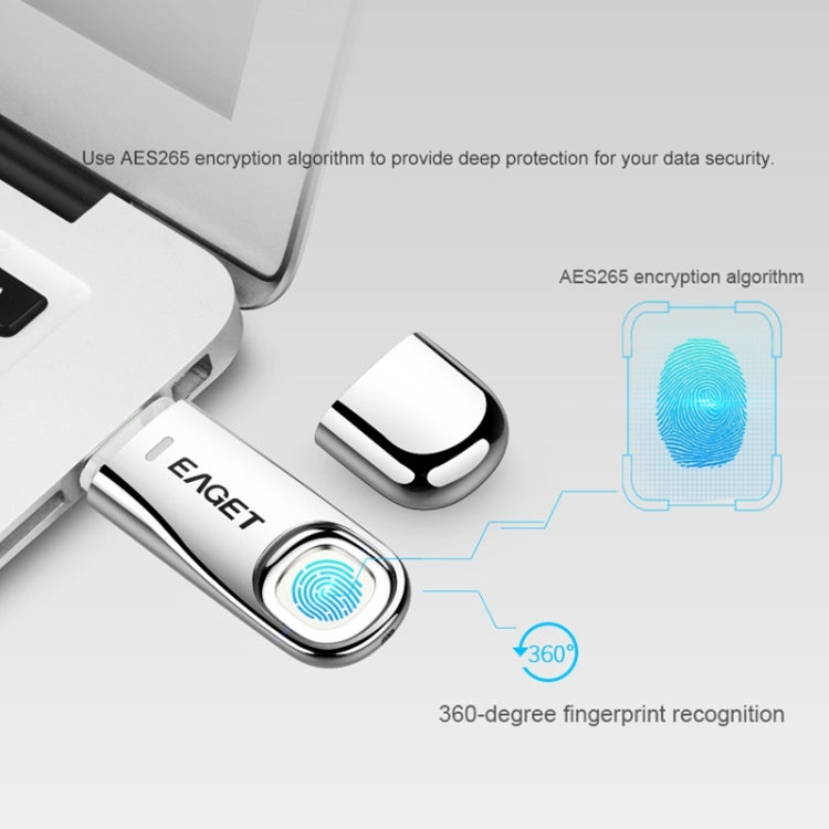 EAGET FU60 32GB USB 3.0 Fingerprint Encryption Password U Disk (Silver)
