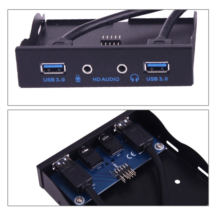 Super Speed 4 Ports USB 3.0 2-Ports + HD Audio 3.5mm Front Panel USB 3.0 Hub with 19 Pin Connector