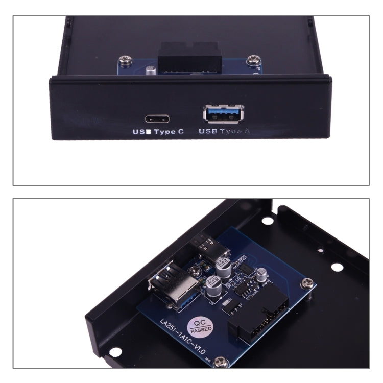 Super Speed USB 3.0 Type A + USB 3.1 Type C Dual Port Front Panel with USB 3.0 20 Pin Cable