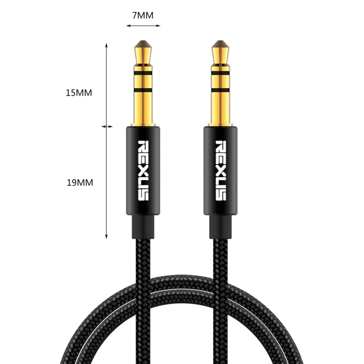 REXLIS 3629 3.5mm Male to Male Car Stereo Gold-plated Jack AUX Audio Cable for 3.5mm AUX Standard Digital Devices, Length: 10m