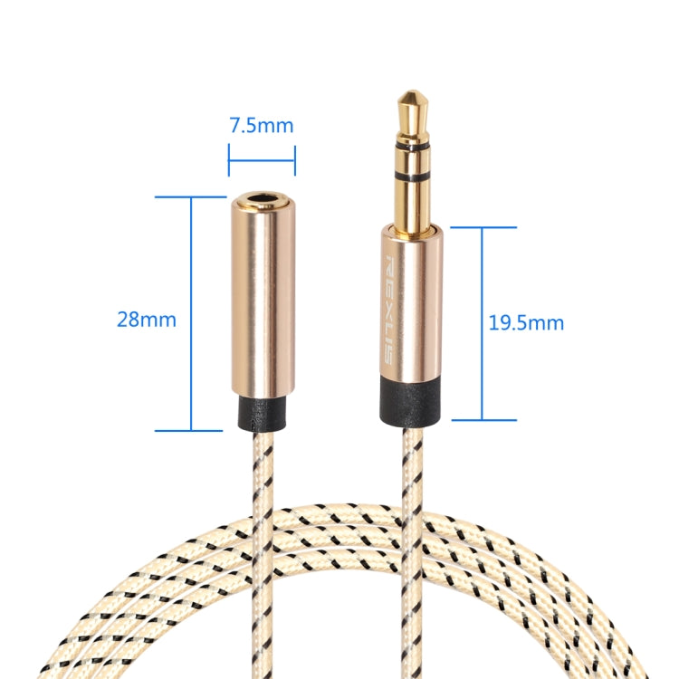 REXLIS 3596 3.5mm Male to Female Stereo Gold-plated Plug AUX / Earphone Cotton Braided Extension Cable for 3.5mm AUX Standard Digital Devices, Length: 1.8m