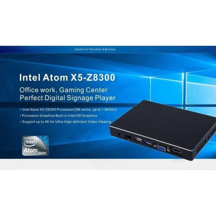K800 Windows 10 and Linux System Mini PC, Intel Cherry Trail Z8300 / Z8350 Quad-core 1.44-1.84GHz, RAM: 2GB, ROM: 32GB