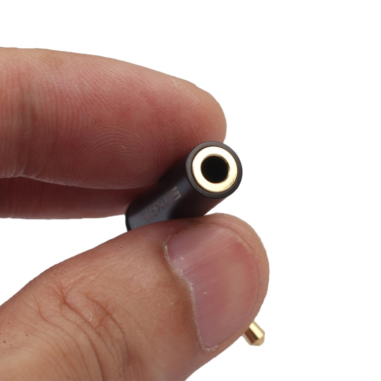 REXLIS BK3567-1 3.5mm Male + 3.5mm Female L-shaped 90 Degree Elbow Gold-plated Plug Black Audio Interface Extension Adapter for 3.5mm Interface Devices, Support Earphones with Microphone