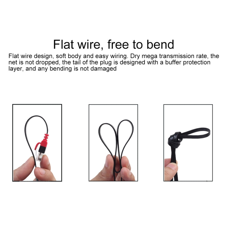 REXLIS CAT6-3 CAT6 Flat Ethernet Unshielded Gigabit RJ45 Network LAN Cable, Length: 2m