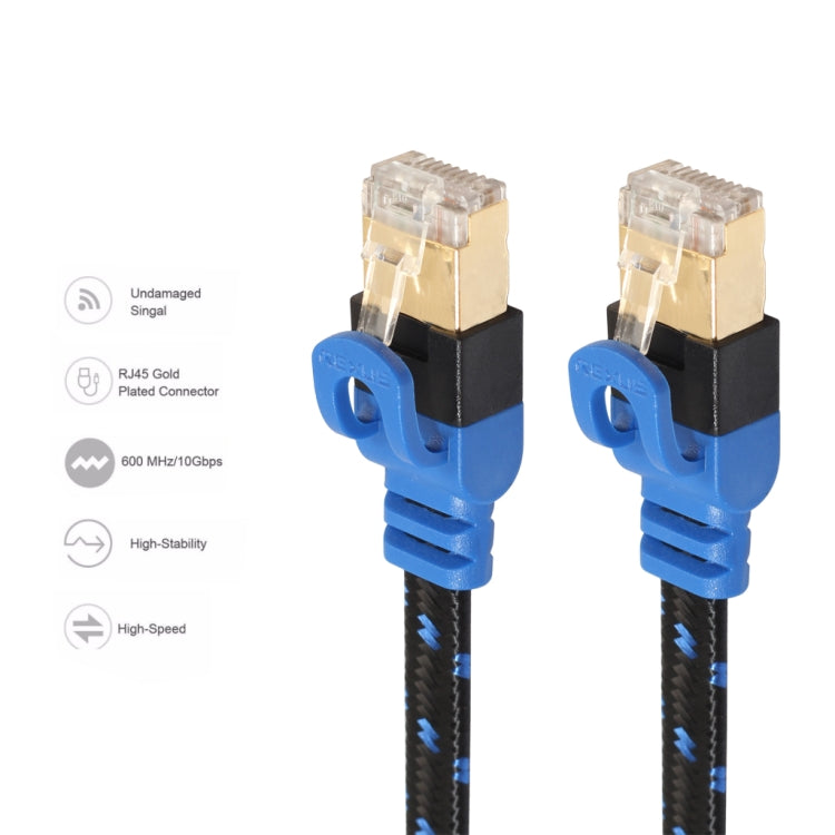 REXLIS CAT7-2 Gold-plated CAT7 Flat Ethernet 10 Gigabit Two-color Braided Network LAN Cable for Modem Router LAN Network, with Shielded RJ45 Connectors, Length: 2m